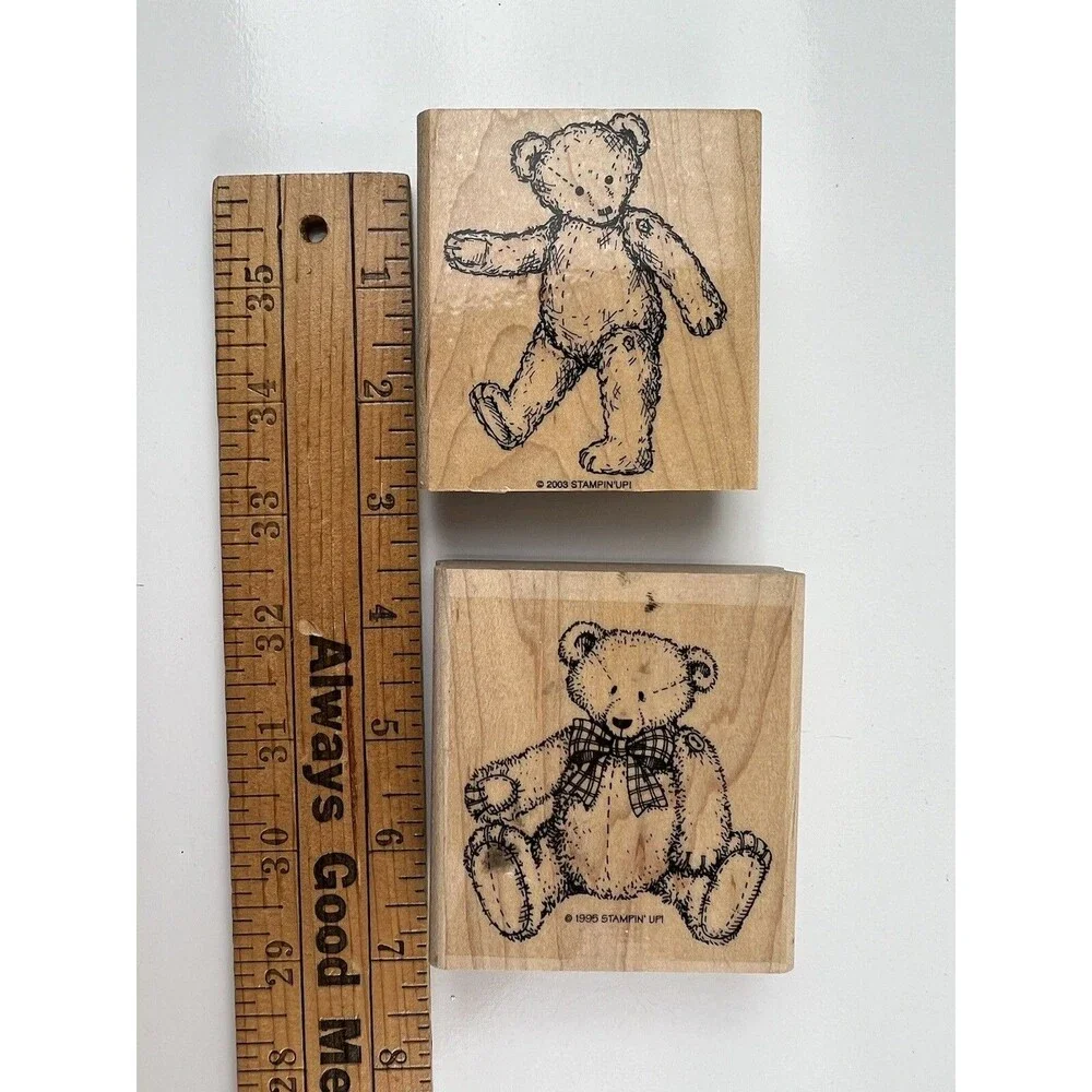 Pair Of Vintage Stampin’ Up Rubber Stamps Bears Crafters Adorable Teddy Bears